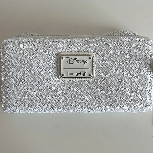 NEW SET Loungefly Minnie Mouse Sequin Wedding Crossbody Bag and wallet - Picture 14 of 16